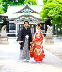 亀有香取神社でのロケーション撮影：神社前