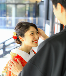 亀有香取神社でのロケーション撮影：新婦